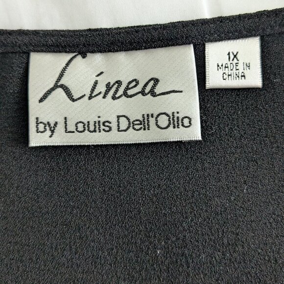 Linea by Louis Dell"Olio Top 1X Black Tunic Gauze Sleeveless Side-Slits Pockets - Picture 4 of 13